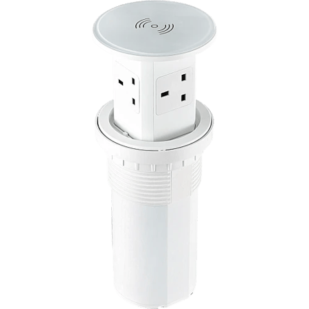 فيش مكتبي رباعي مع يو اس بي مع تايب سي مع شحن لاسلكي ابيض توفل