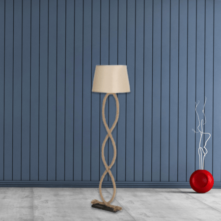 أباجورة أرضية روستيك بتصميم حبل القنب المتداخل