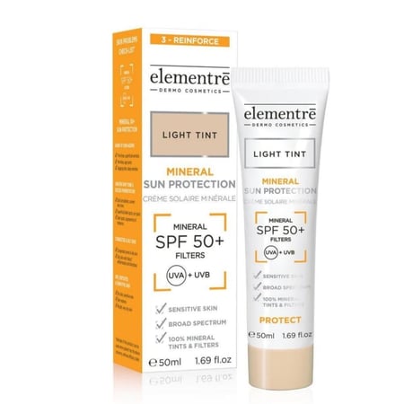 إلمنتري واقي شمس كريم اساس لايت فاتح SPF +50 حجم 50 مل