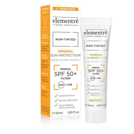 إلمنتري مينرال كريم واقي شمس خافي عيوب فيزيائي SPF +50 حجم 50 مل
