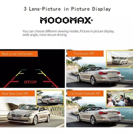 موج ماكس داش كام أمامي وخلفي للسيارة - أسود - MXDR006