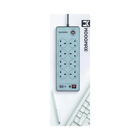 موج ماكس BERTA وصلة كهرباء طول 5 متر - 12 منفذ - 2990 واط - رمادي - MX-EC001