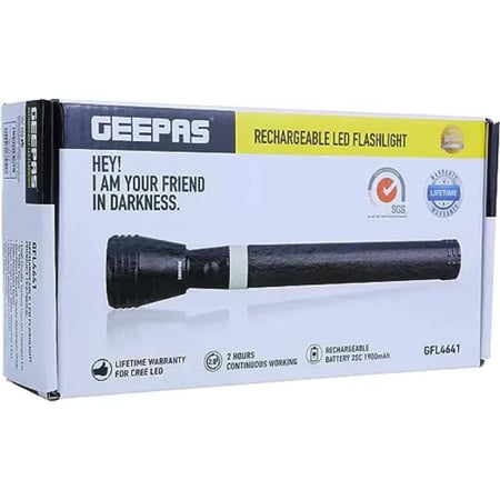 جيباس كشاف LED قابل لإعادة الشحن بمدى 900 متر - أسود - Gfl4641
