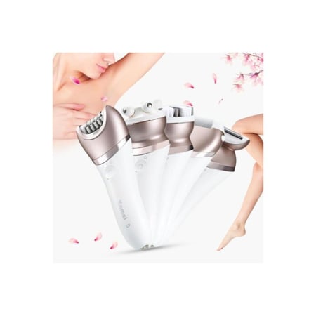 كيمي أدوات تجميل وإزالة الشعر متعددة الوظائف 5 في 1 - أبيض ووردي - KM-8001