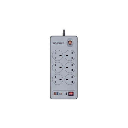موج ماكس EFIX وصلة كهرباء طول 5 متر - 10 منافذ - 2990 واط - رمادي - MX-EC001