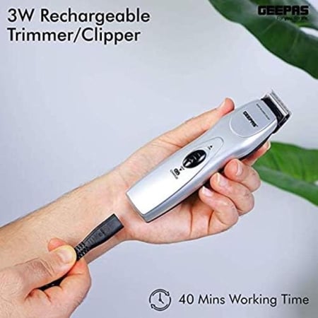 جيباس ماكينة تشذيب الشعر القابلة لإعادة الشحن للرجال - أسود وفضي - GTR34C