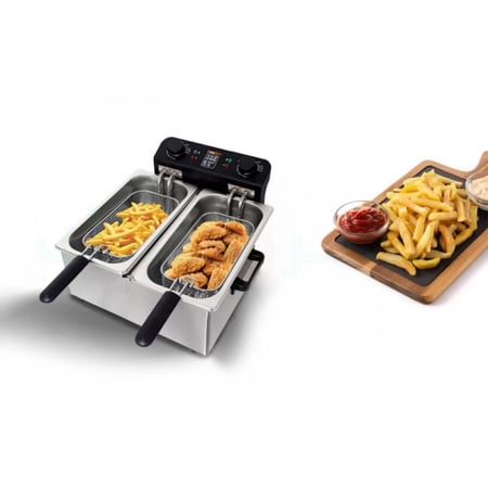 كولين قلاية زيت عميقة ستانلس ستيل بسلة مزدوجة - 6 ليتر - 2800 واط - 2013