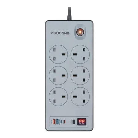 موج ماكس BOOM وصلة كهرباء طول 3 متر - 10 منافذ - 2990 واط - رمادي - MX-EC001