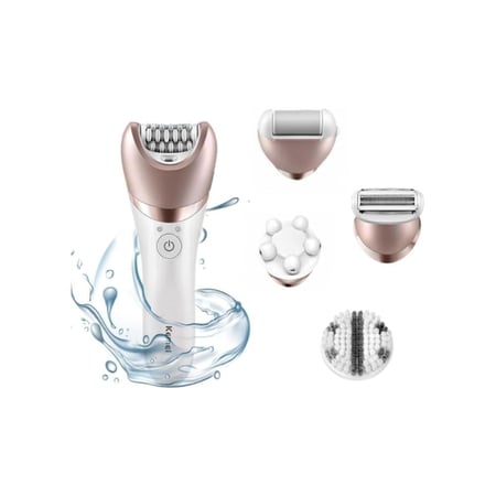 كيمي أدوات تجميل وإزالة الشعر متعددة الوظائف 5 في 1 - أبيض ووردي - KM-8001