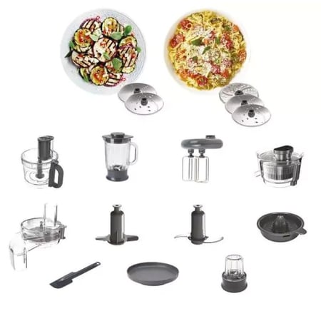 كينوود محضرة طعام 11 وظيفة 1000 واط - 3 لتر - 10 ملحقات وميزان - فضي وأسود - FDM71.980SS