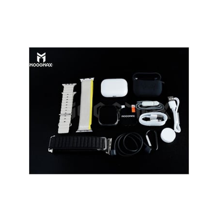 موج ماكس بكج مكون من ساعة الكترونية ذكية وسماعات أذن بلوتوث EARBUDS لاسلكية - SW002