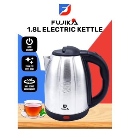 فوجيكا غلاية ماء من الستانلس ستيل - 1.8 ليتر - فضي - FJK-180