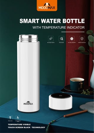 حافظة سوائل باردة وساخنة مزودة بشاشة لمس لعرض درجة الحرارة