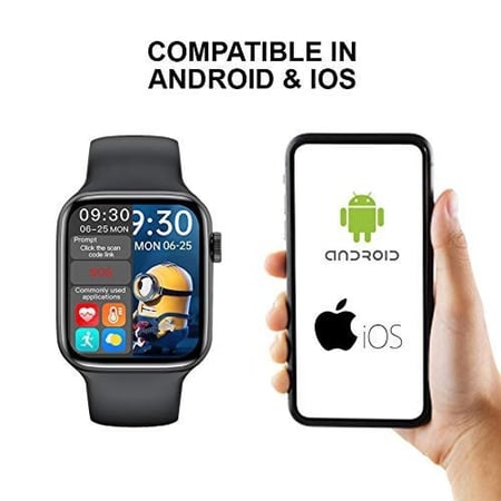 ساعة ذكية شاشة كاملة ملونة ودقة عالية الوضوح وزر جانبي دوار