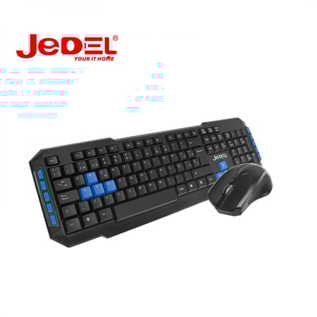 لوحة مفاتيح لاسلكية مع ماوس مع أغطية مفاتيح للوسائط المتعددة 2.4 غيغا هرتز