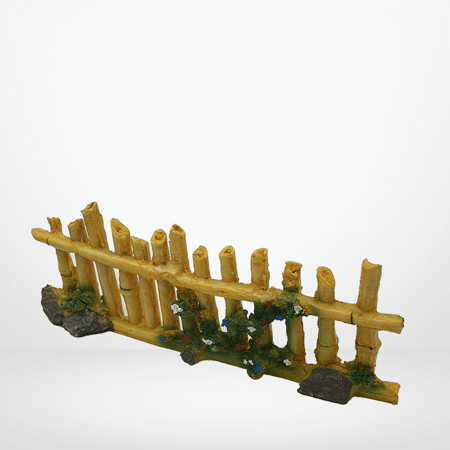 ديكور لاحواض السمك شكل سور من البامبو الاصفر مقاس 9x4x24