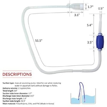 مضخة ماء لتنظيف أحواض السمك بالضغط اليدوي لتغيير المياه