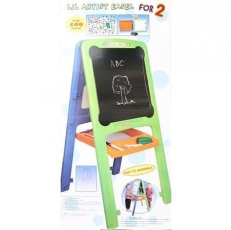 سبورة مزدوجة الوجهين للكتابة والرسم طباشير واقلام مع 109 قطعة تعليمية