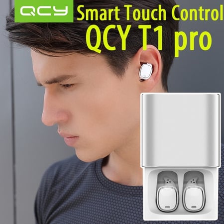 سماعة بلوتوث لاسلكية من QCY-T1 PRO لون فضي