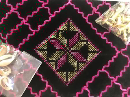 برسيس خامة مخمل ممتاز مبطنة مع جيب خلفي لوضع الاحجار والصدف