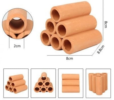 ديكور ومخبأ سيراميك لصغار الأسماك والجمبري شكل هرم