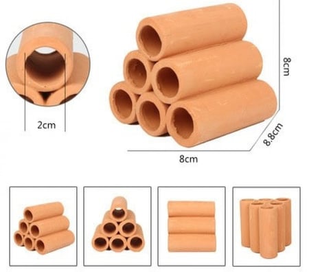 ديكور ومخبأ سيراميك لصغار الأسماك والجمبري شكل هرم