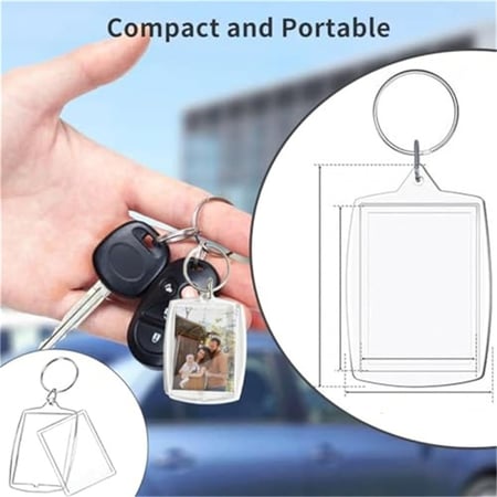 10 قطع - ميدالية مفاتيح اكرليك شفاف لاضافة  صورة مخصصة