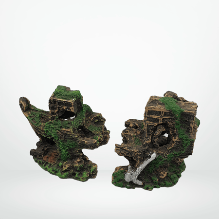 ديكور لاحواض السمك شكل السفينة المكسورة نصفين مقاس 12x12x20