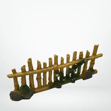 ديكور لاحواض السمك شكل سور من البامبو الاصفر مقاس 9x4x24