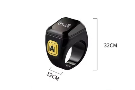 خاتم التسبيح الذكي اصدار معدني مع تذكير بوقت الصلاة،