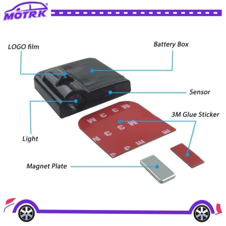 جهاز عرض LED لباب السيارة ترحيبي لاسلكي ثلاثي الابعاد متوافق مع معظم موديلات