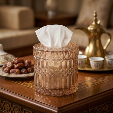 علبة زجاج ديكور عسلي