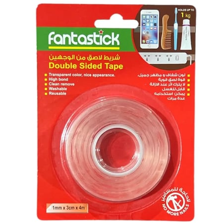 شريط لاصق من الوجهين شفاف 1‎ mm ×3cmX4m