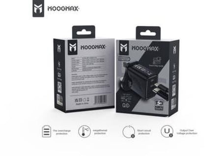 شاحن منزلي من شركة moogmax  بقوة 30 واط _مدخل أيفون و مدخل تايب سي