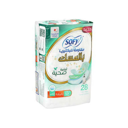 سوفي فوط صحية - مضادة للبكتيريا  بالمسك 28 ' حبة-SOFY ANTI BACTERIAL MUSK SLIM LARGE 28