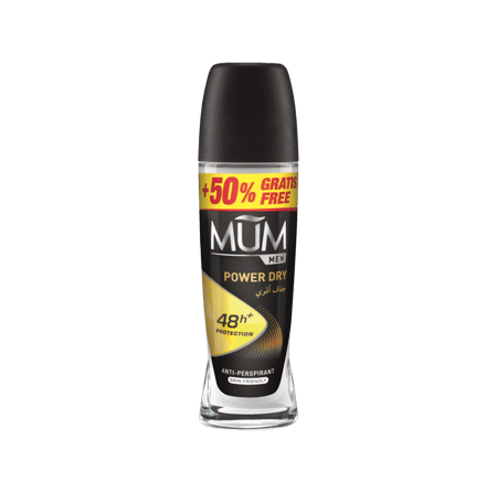 مام مزيل العرق رول أون للرجال باور دراي 75 مل-MUM DEO ROLL-ON (POWER DRY) 75ml+50 free