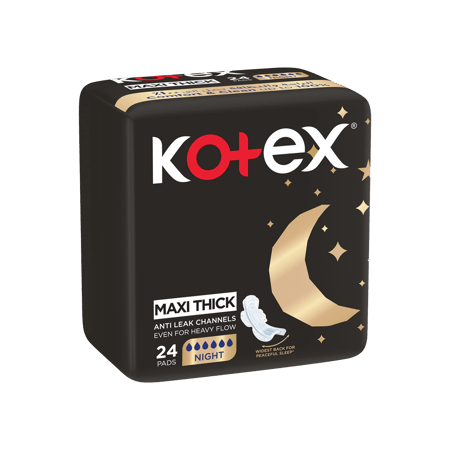 كوتكس ماكسي سميك ليلي 24 قطعة-KOTEX MAXITHICK NIGHT 24''