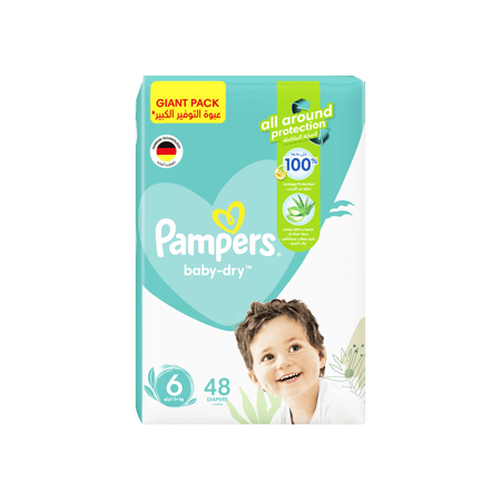 بامبرز العبوة العملاقة رقم6 حفاظات للأطفال 48 حفاظة-PAMPERS MEGA PACK NO-6(48PCS)