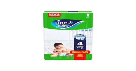 فاين بيبي ميجا حفائض للأطفال مقاس 4- 62 حبة-FINE BABY MEGA NO-4 62''