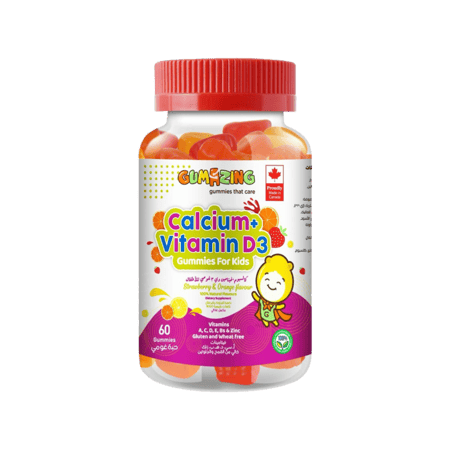 جوميزينج كالسيوم وفيتامين د3 للأطفال 60 قطعة حلوى-GUMAZING CALCIUM+VITAMIN D3 FOR KIDS 60GUMMIES