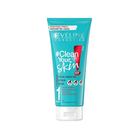 ايفلين كلير سكين 3 في 1 غسول و مقشر و ماسك - 200 مل-EVELINE CLEAN YOUR SKIN 3 IN 1 FACIAL WASH GEL+SCRUB+MASK 200ML