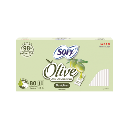 سوفي حفائض نسائية بالزيتون بانتلينر 80 حبة غير معطرة-SOFY OLIVE PANTYLINER 80'' UNSCENTED
