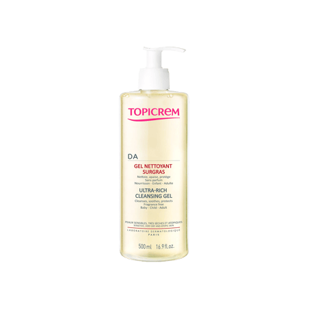 توبيكريم دي اي  جل منظف ومرطب للبشرة الحساسة والجافة  ومناسب للأطفال 500 مللي-TOPICREM DA ULTRA-RICH CLEANSING GEL 500 ML