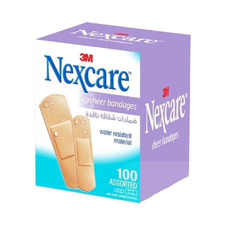 نيكسكير لصقات للجروح رقم-658 -- 100 حبة-NEXCARE SHEER BANDAGES 100'' REF-658-100
