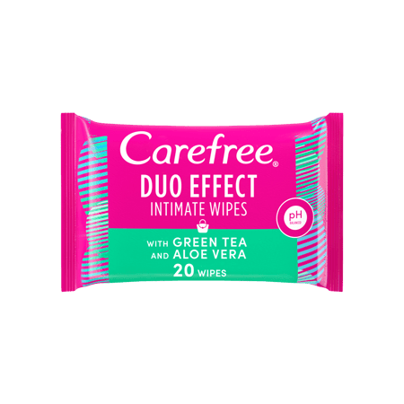 كيرفري مناديل للسيدات 20 حبة بالشاي الأخضر والصبار-CAREFREE DUO EF INTIMATE WIPES 20PCS (GREEN TEA ALOE)
