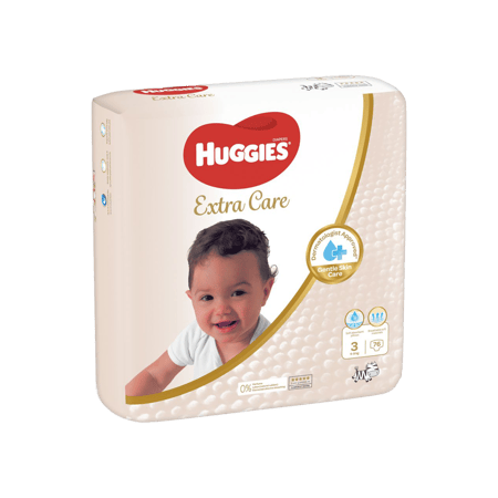 هجيز اكسترا كير حفاظات الأطفال رقم 3 ( 76 قطعة )-HUGGIES EXTRA CARE DIAPERS NO-3 76PCS