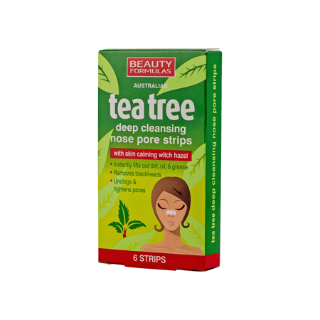 بيوتي فورميولا لصقات لتنظيف الأنف بالشاي  الأخضر 6 حبات-BEAUTY FORMULAS TEA TREE D/C NOSE STRIPS 6''