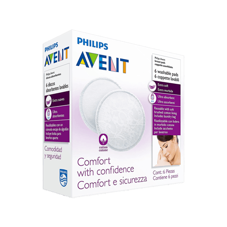 افنت وسائد للثدي قابلة للغسل 6 حبات-AVENT WASHABLE PADS 6''S