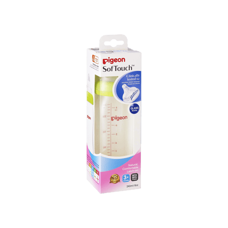 بيجون سوفت تتش رضاعة للأطفال زجاج 240 مل-PIGEON SOFTOUCH GLASS 240 ML