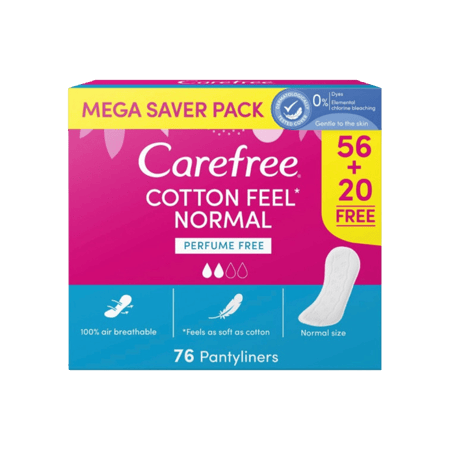 كيرفري قطن - فوط صحية  نسائية 76 حبة-CAREFREE COTTON 76''